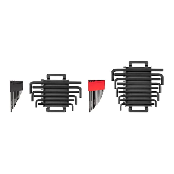 Ball End and Flat End Hex L-Key Set with Holder and Rack, 43-Piece (0.050-3/4 in., 1.3-19 mm)